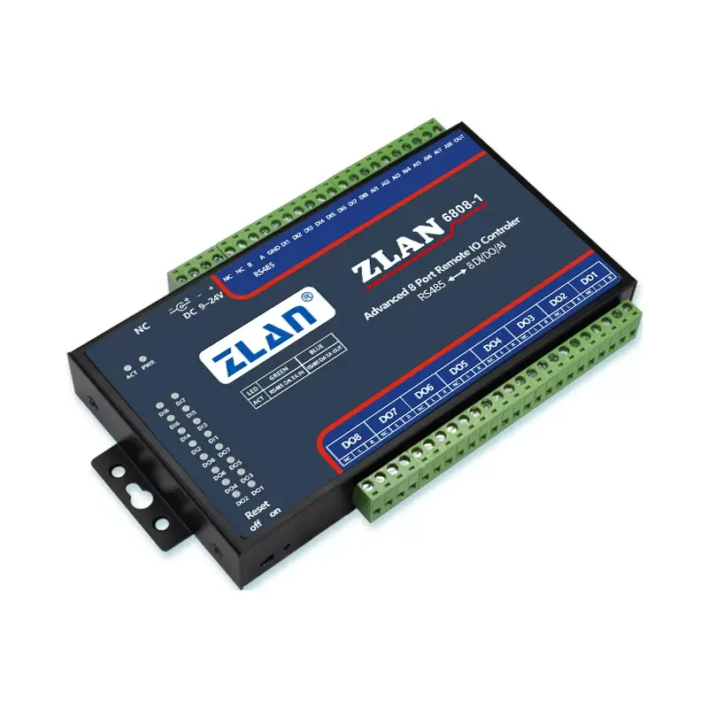 8 canaux DI DO AI RS485 Modbus RTU I/O Tech Télécommande IO Contrôleur A/D collecteur ZLAN6808-1