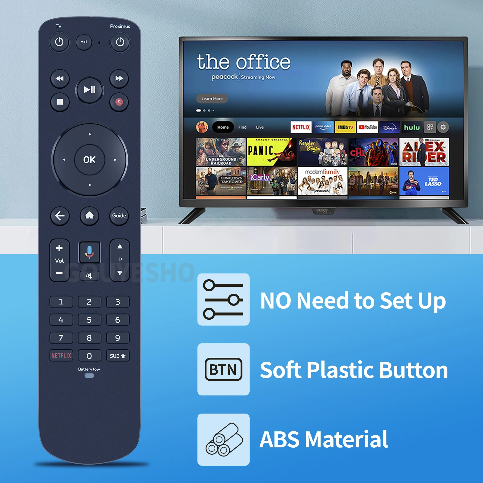 جهاز تحكم عن بعد صوتي جديد RC 4083402 /01BR لـ ADSL-BC Proximus Forum TV V7
