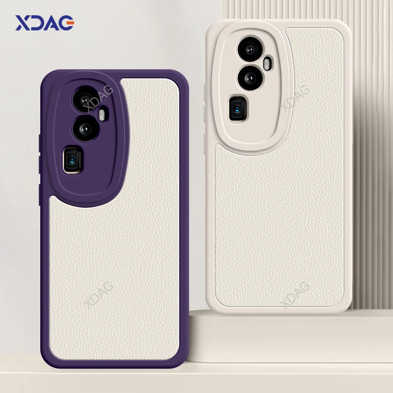 Funda de piel de cordero de silicona suave para OPPO Reno10 Reno 10 Pro Plus 10Pro Pro + 5G, funda trasera de cuero para teléfono, carcasa con patrón de lichi Peel