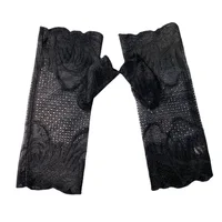1 Pairs Women's Lace Sunscreen Outdoor Half Finger Driving Gloves Summer Thin Elastic Breathable Bridal Fashion Fingerless 6