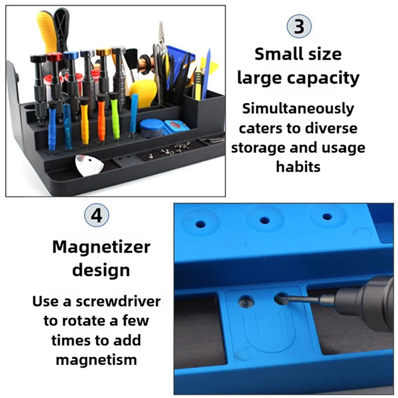 صندوق تخزين أدوات إصلاح الهاتف المحمول، صناديق تنظيم قطع الغيار متعددة الوظائف، صناديق تخزين مفك براغي بلاستيكية لسطح المكتب