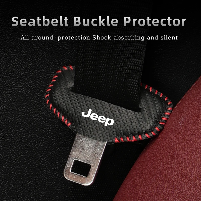 Funda de cuero con hebilla para cinturón de seguridad de coche, alfombrilla antiarañazos, accesorios para Jeep Renegade Grand Cherokee Compass Patriot Wrangle
