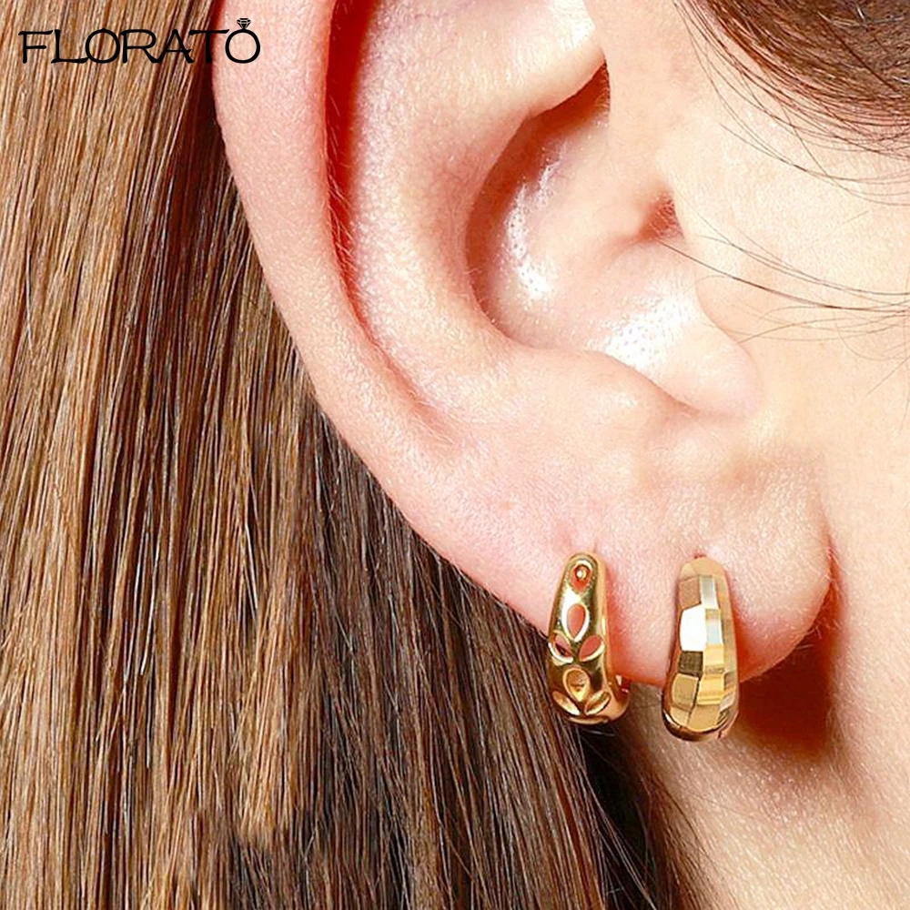 

925 Sterling Silver Needle Fashion Round Circle Earrings High Quality Smooth Gold Small Hoop Earrings for Women Punk Jewelry