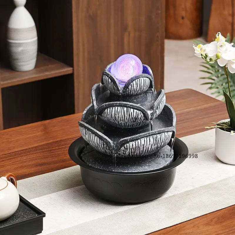 Flowing Water Ornament Small Fountain Living Room Lucky Feng Shui Wheel Desktop Water Circulation Home Decoration Office Crafts - view 4