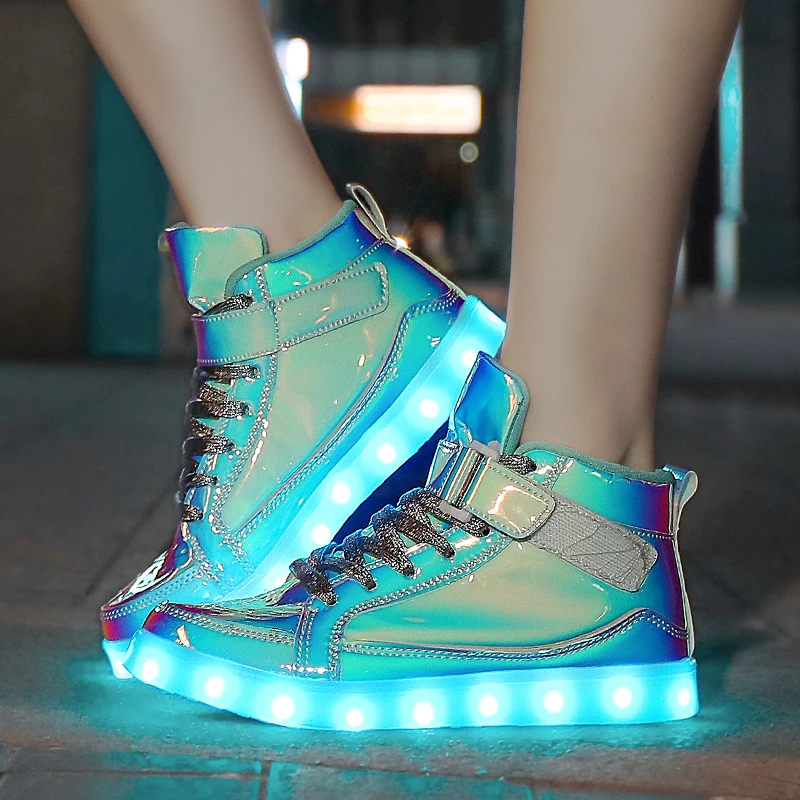 Brand Glowing Sneakers For Children Boys Girls Luminous Shoes Outdoor Soft Sole Kids LED Light Shoe USB Charged Anti-slip Shoes