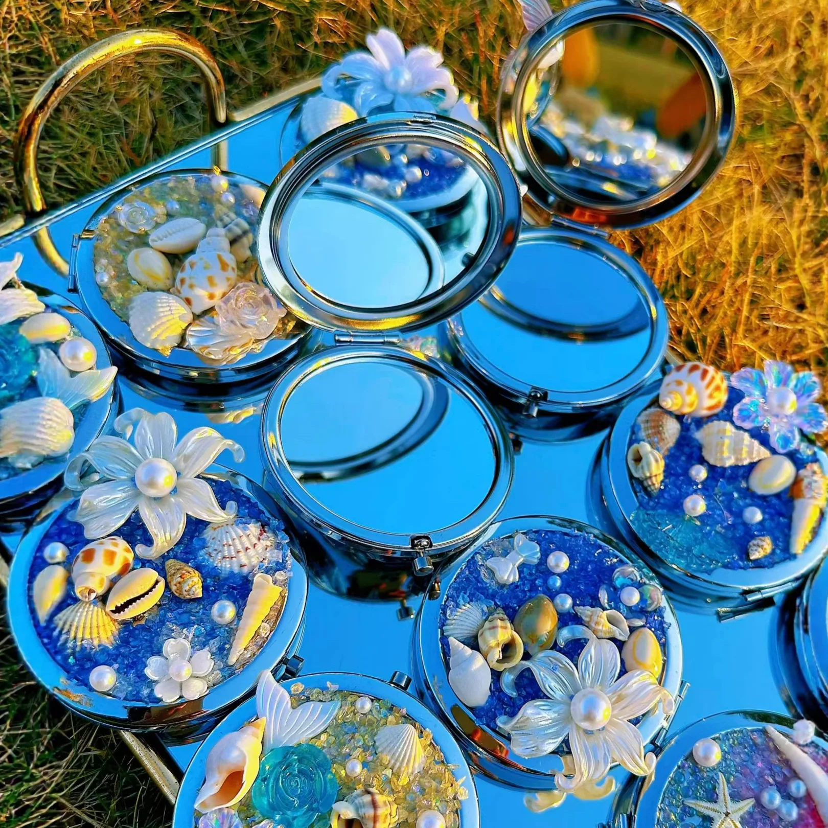 

10pcs Exquisite Ocean Series Flip Mirrors,Home Decorations,Beach Shell Conch Tourism Souvenirs,Wedding Souvenirs,Birthday Gift