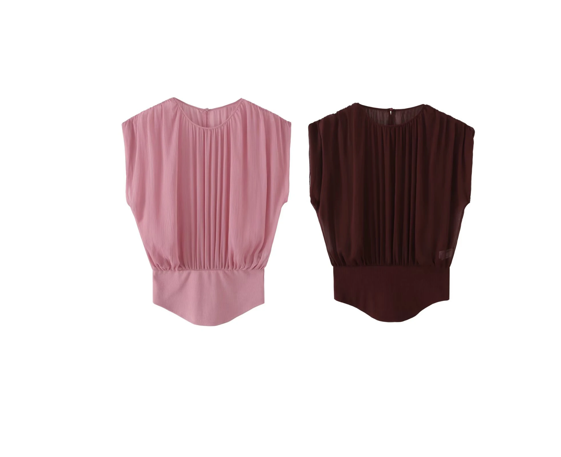 

Women's 2026 new summer outfit European and American round neck short sleeved semi transparent chiffon patchwork top