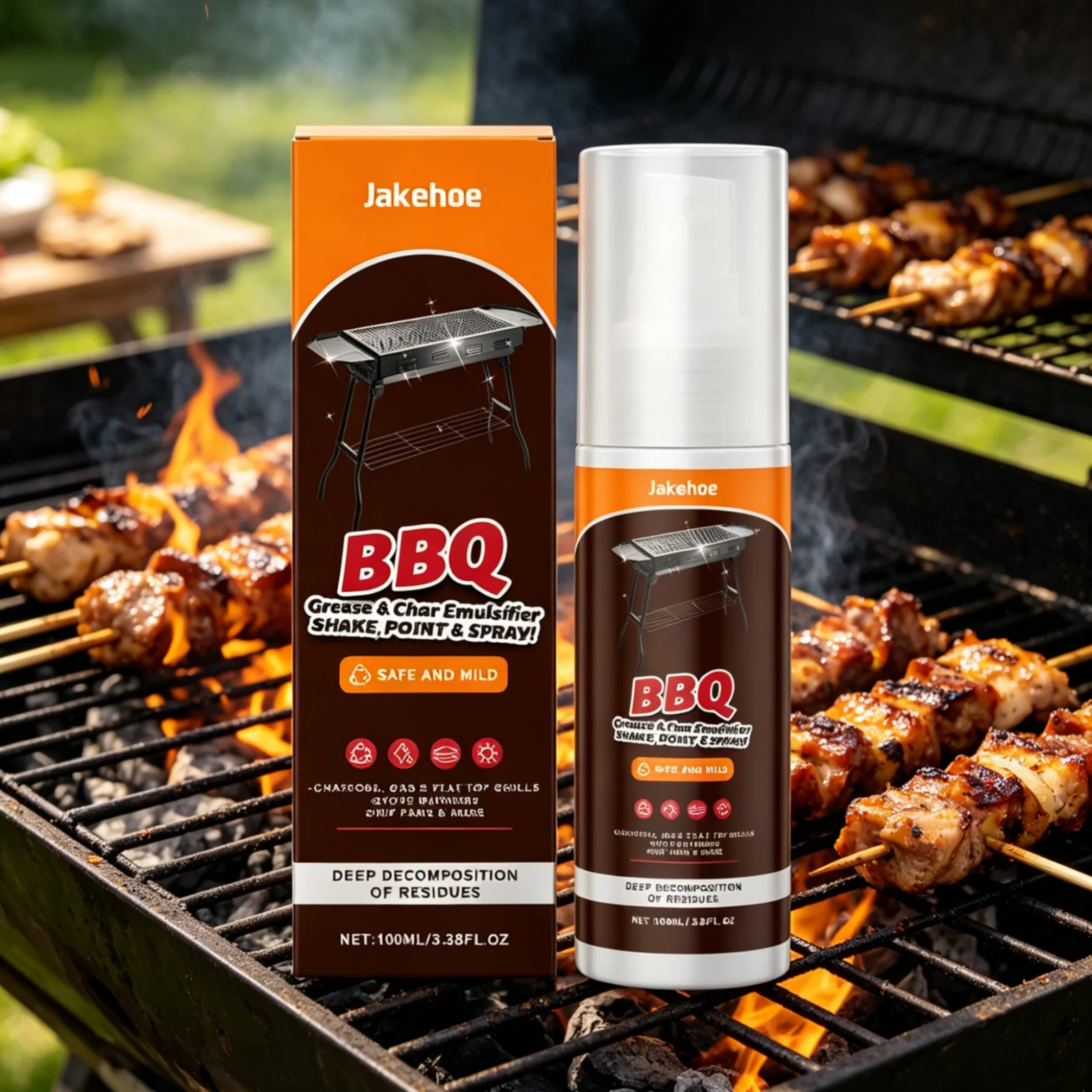Jakehoe BBQ Grill Cleaner Deep Penetration Efficient Degreasing Powerful Cleaning Stubborn Dirt Remover Grill Degreaser 100ml
