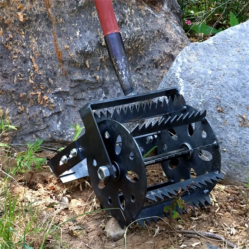 1PC New Hand Push Hoe Wheeled Weeding,Manganese Steel Weed Machine Saw Tooth Agricultural Loosening Weeder,Without Handle.