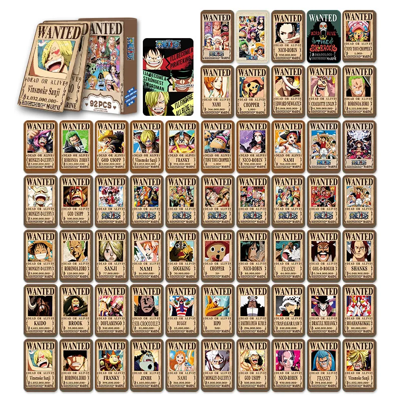 92PCS/set LOMO Card One Piece Wanted Double Sided HD Color Printed Photo Card Collectible Card Sticker Greeting Card