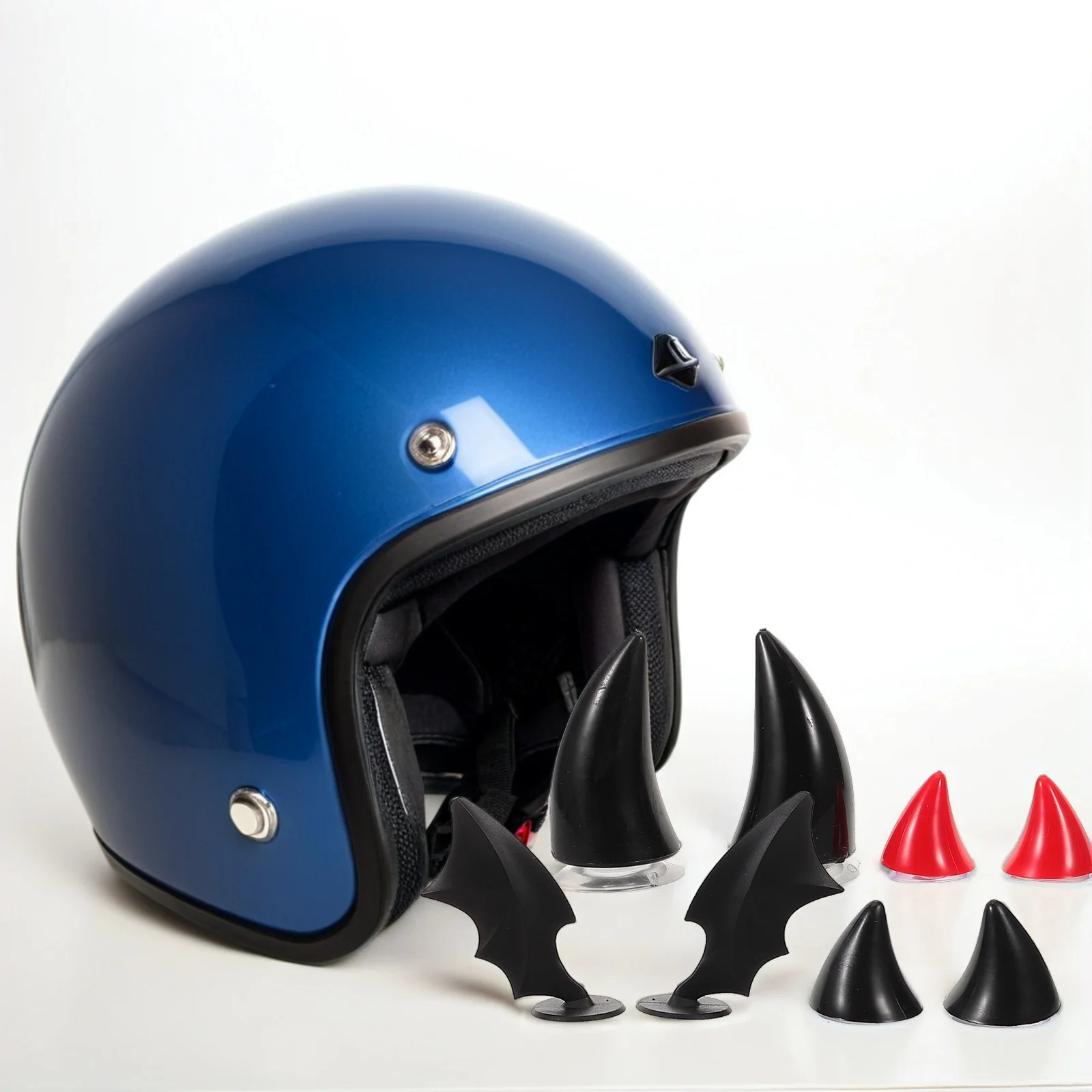

4Pair Motorcycle Decoration Unique Devil Horns Cat Ears Bat Wings Stick on Suction Cup Motorcycle Bicycle Scooter