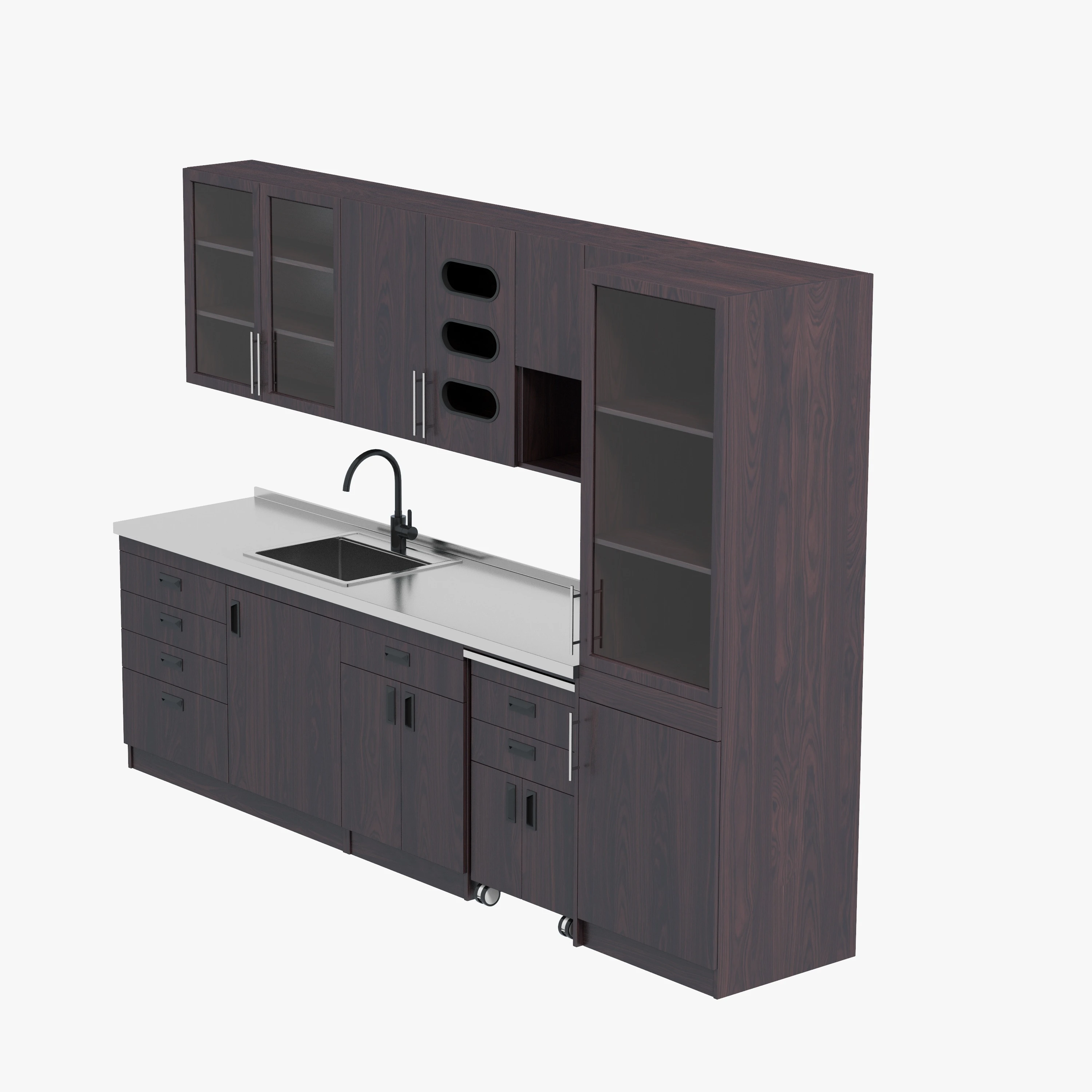 AEOLUSpet Consultant Room Island Faux-wood stainless steel cabinetry system