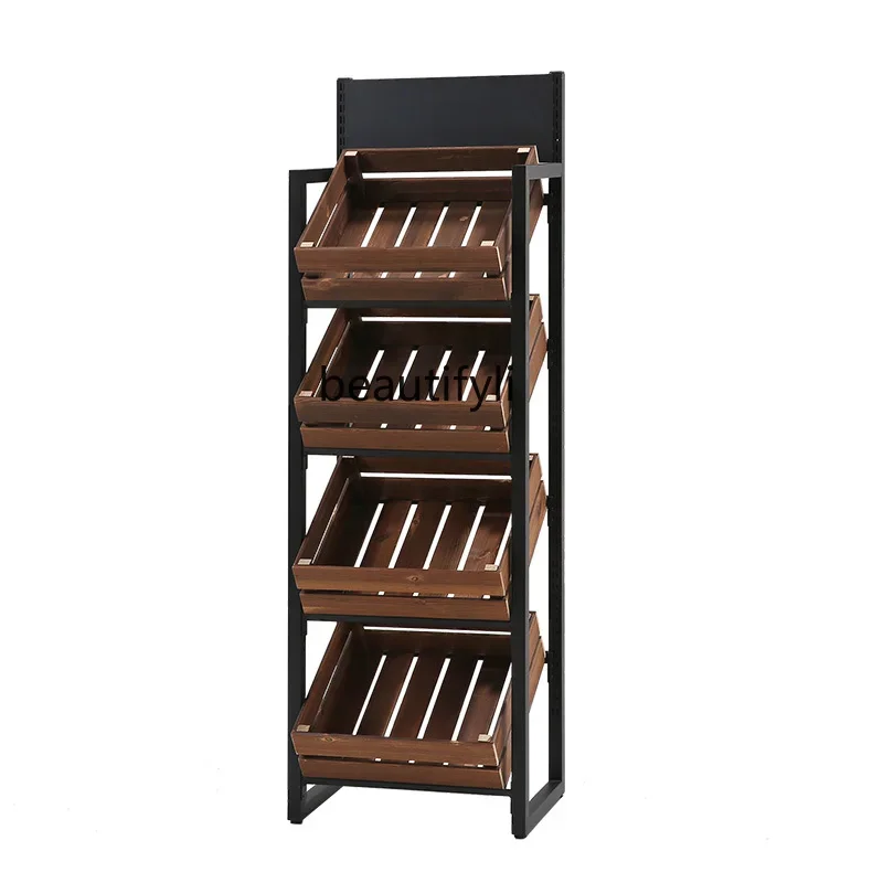 Vegetable Shelf Display Cabinet Storage Wine Rack Cake Counter Fresh Produce Supermarket Fruit and Vegetable Multi-Layer Shelf