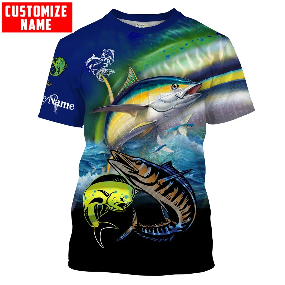 Mahi Mahi, Wahoo, Tuna fishing Customize Name 3D All Over Printed Mens t shirt Cool Summer style Unisex Casual T-shirt TX270