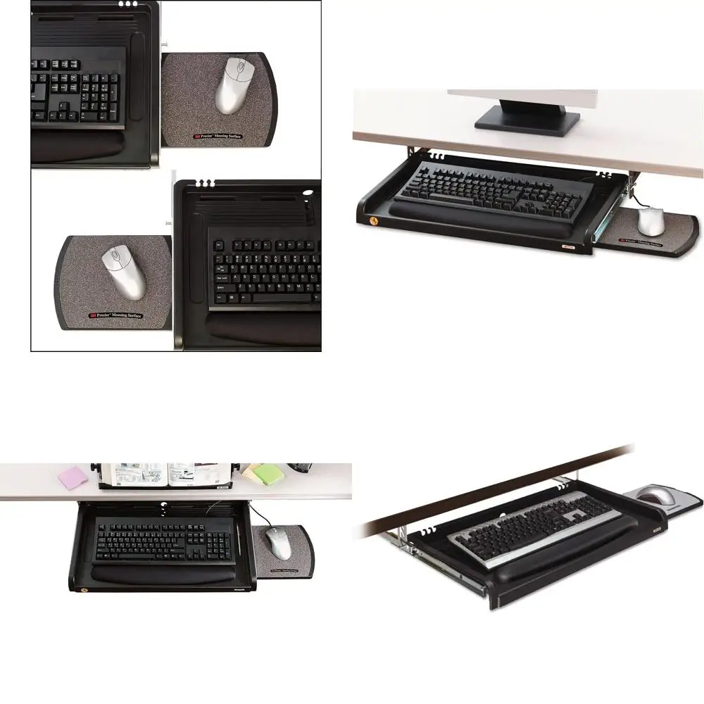 

Регулируемая подставка для клавиатуры на стол с 3 вариантами высоты, гелевой подставкой для запястья и выдвижным ковриком для мыши