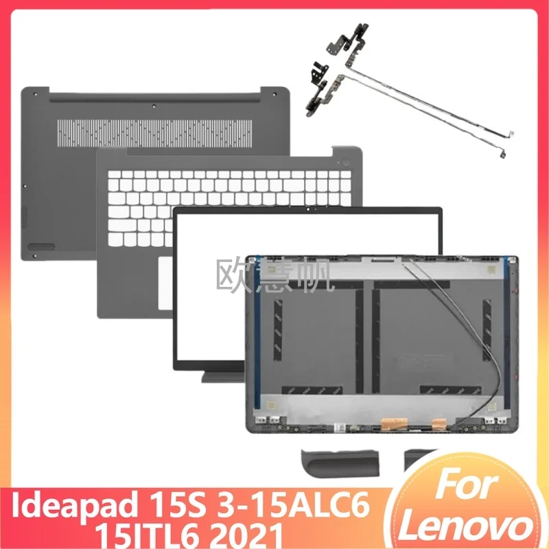 

M Replace Cover for Ideapad 15S 3-15ALC6 15ITL6 2021 LCD Screen Back Cover Front Bezel Palmrest Upper Top Case Bottom Cover Gray