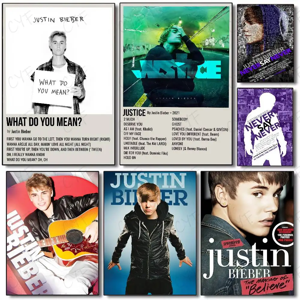 

Singer J-Justin Cool B-Bieber Poster Waterproof Vintage Movie Posters High Quality Wall Art Print For Room Decor Gift