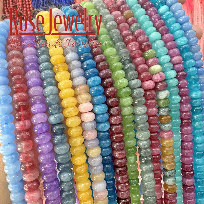 Natural Colorful Jades Tourmaline Rondelle Abacus Beads Round Loose Beads for Jewelry Making DIY Bracelets Necklaces 5x8mm 15