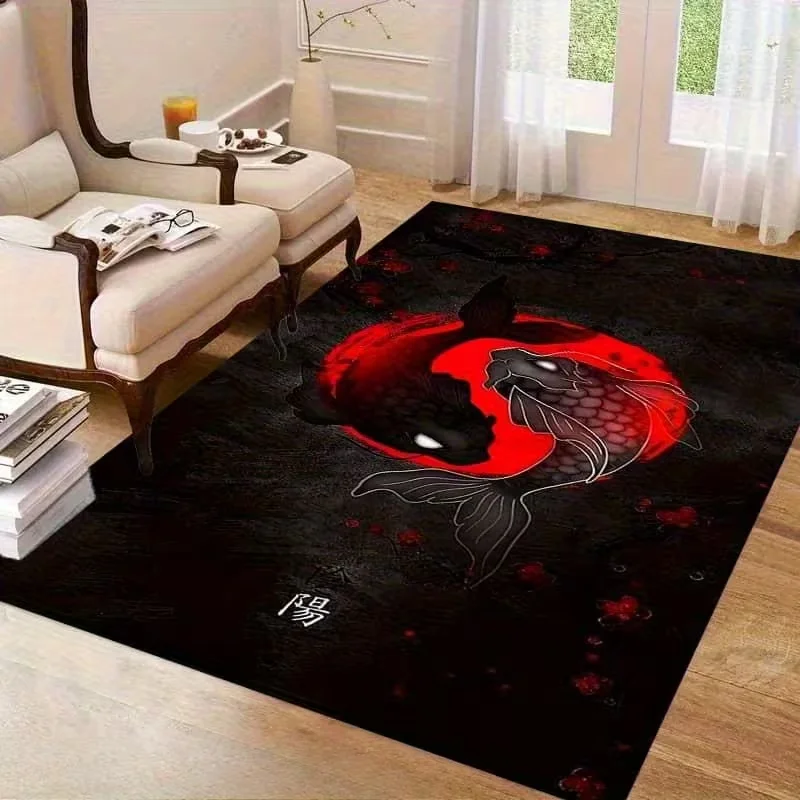 Creative Tai Chi Yin Yang Pattern Printed Carpet Set for Office Desk Coffee Table and Corridor Decoration Mat Fashionable Carpet