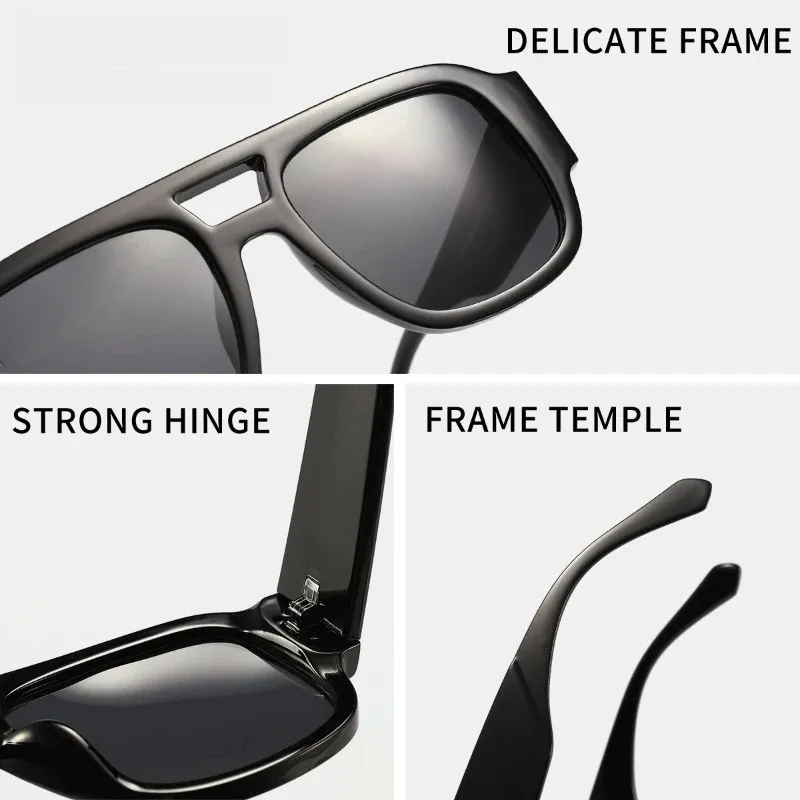 Retro Aviator Sunglasses New Y2K Double Bridge Oversized Sun Glasses for Women UV400 Celebrity Inspired Street Fashion Shades image 4
