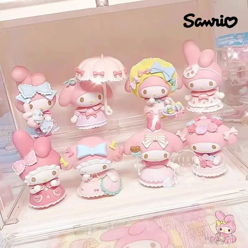 

8 шт. Sanrio Мультяшные Куклы Аниме фигурки Hello Kitty Kuromi Cinnamoroll настольные Киберспорт украшения для комнаты модели куклы детские подарки