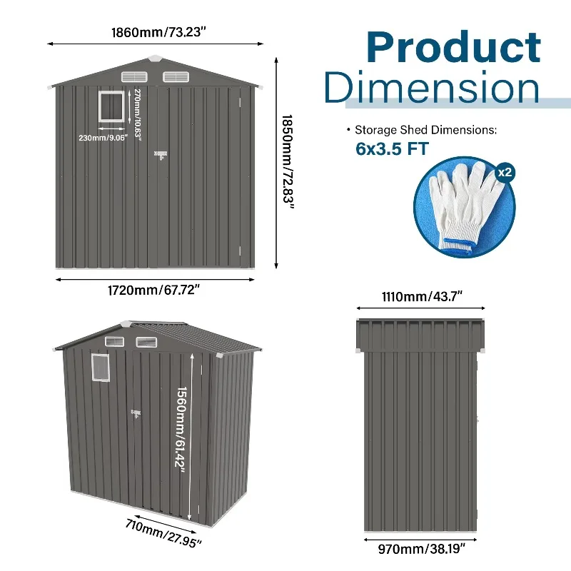The warehouse is an outdoor storage shed with a pitched roof waterproof, front window and hinged doors