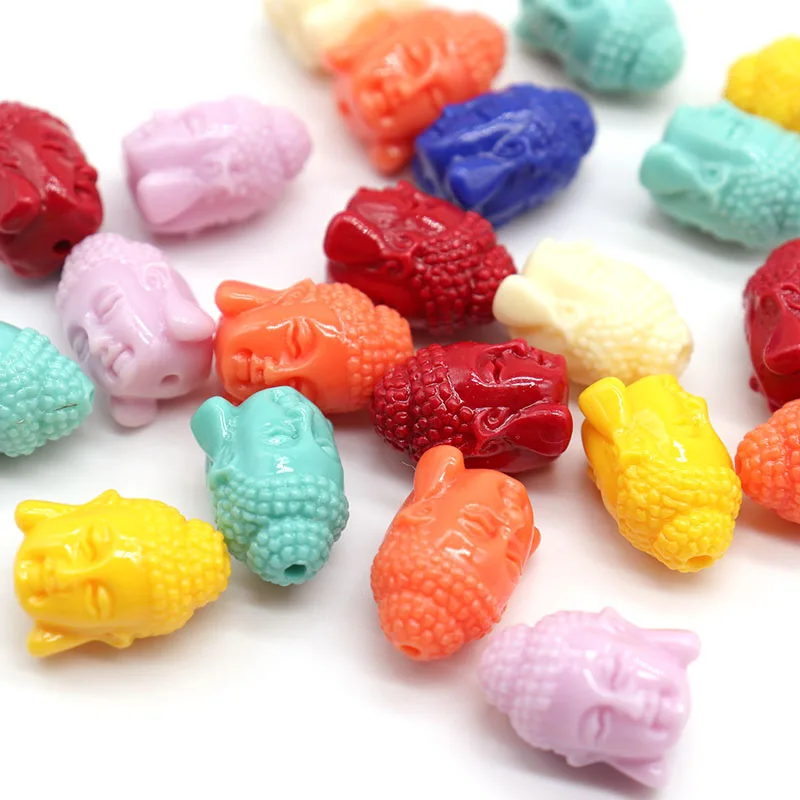 Colorful Buddha Head Coral Beads For Jewelry Making Necklace Bracelet Artificial Coral Engraving Buddha Accessories