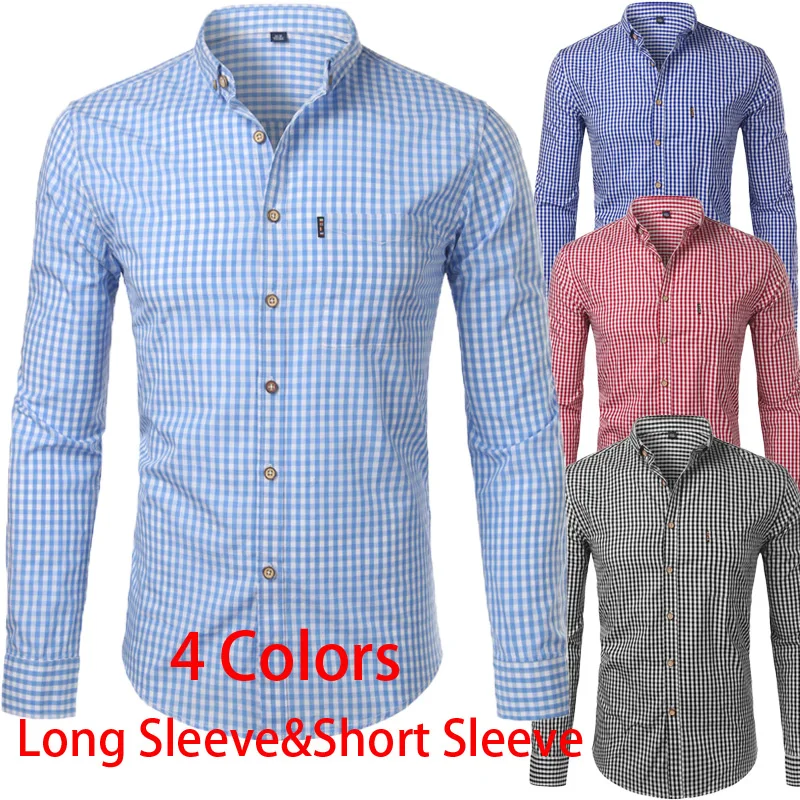 

Small Plaid Shirt Men Spring New Long Sleeve 100% Cotton Mens Dress Shirts Casual Button Down Chemise Homme Camisa Masculina 4XL