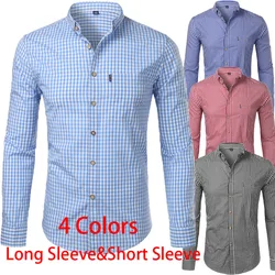 Small Plaid Shirt Men Spring New Long Sleeve 100% Cotton Mens Dress Shirts Casual Button Down Chemise Homme Camisa Masculina 4XL