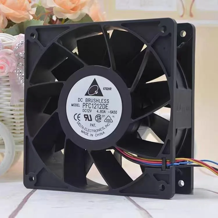 High Speed CFM Air Pressure Cooling Fan Delta PFC1212DE 120mm 12038 12V 4.8A 7000RPM Axial Powerful Cooler for Cabinets