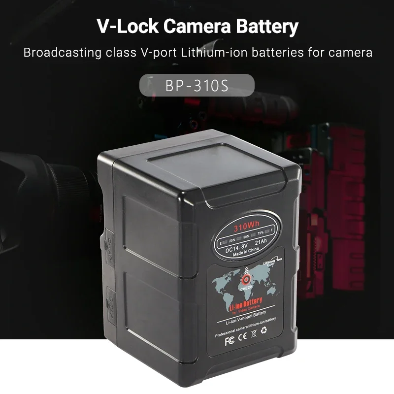 Mamen BP-310S V-lock Battery Pack Rechargeable Li-ion Battery 14.8V, 21000mah, 310wh Black CE Camera,mobile Phone Mont Black