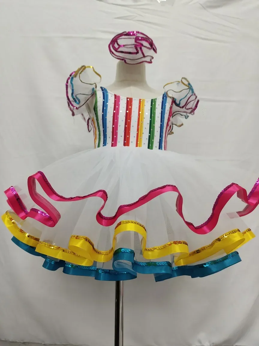 Ropa de salón con lentejuelas para niños, vestido de tutú de baile moderno para niñas, vestidos de baile de Jazz para baile de graduación, ropa de escenario, vestido de princesa de boda