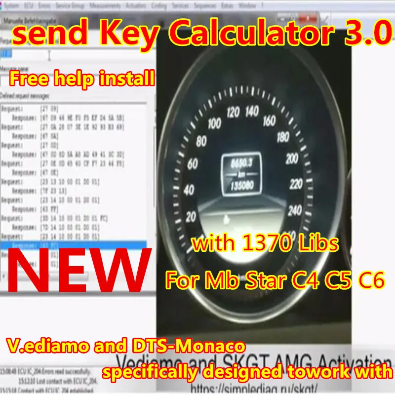 Newest Seed key calculator 3.0 For MB Star C4 C5 C6 Seed Key Calculator Online Service for Vediamo Monaco unlock ECU access