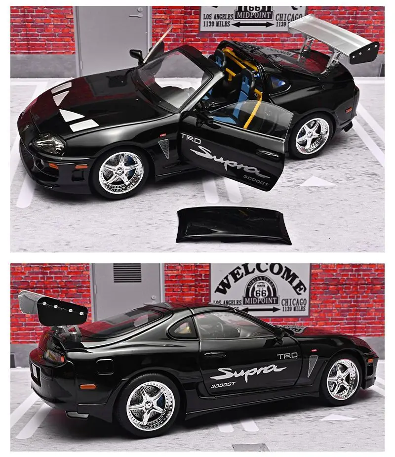 1:24 Brian Supra A80 JDM Supercar Alloy Car Model Sound and Light Pull Back Car Model Collectibles Birthday Gift