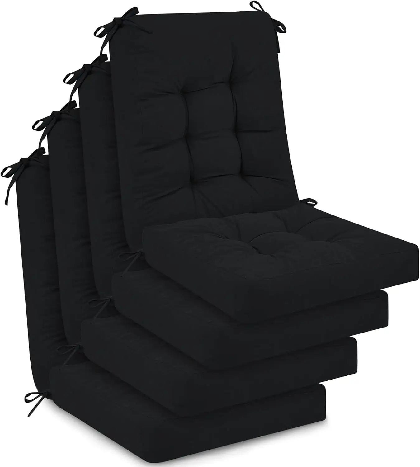 4 Sets Separate Back & Seat Patio Chair Cushions Tufted Circle Tacking Corner Fabric Ties Thick Pearl Cotton Filling Outdoor Rocking Chair