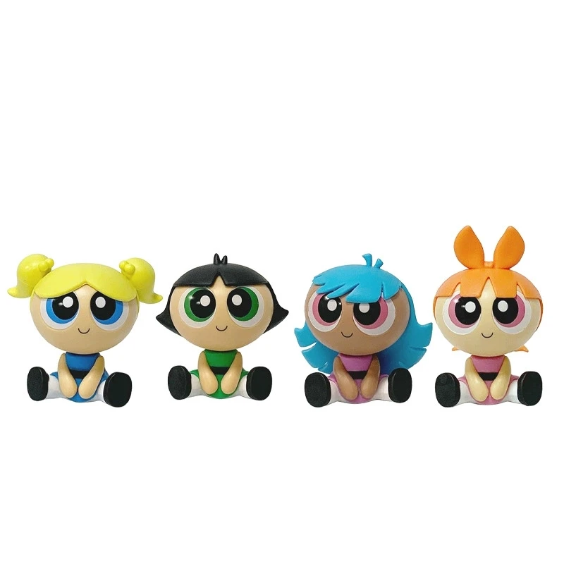 4 pçs/set The Powerpuff Girls Action Figure Toy Collection Modelo de desenho animado Boneca de PVC presente
