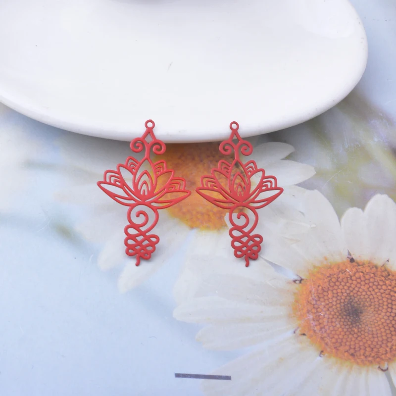 30 Stück AB7975 Messing-Blumenanhänger, bunte Charms für DIY-Schmuckherstellung von Ohrringen – Detail 6