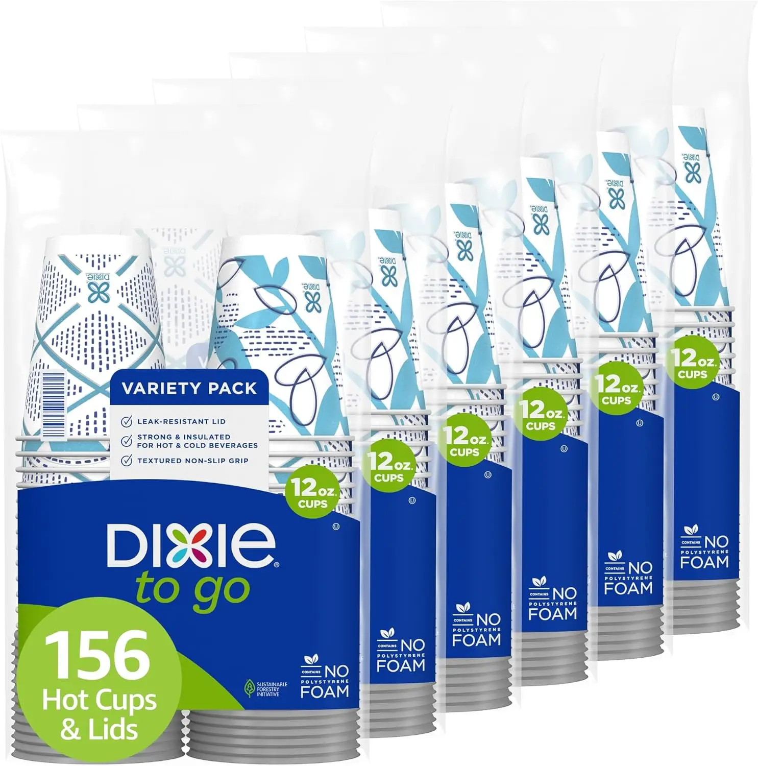 

To Go Paper Coffee Cups With Lids, 12 oz, 156 ct, Disposable Insulated Paper Cups for On-The-Go Hot or Cold Beverages