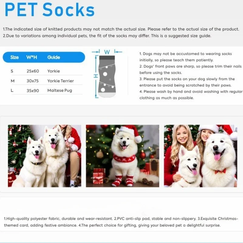 Dog Birthday Gifts Indoors Socks Chihuahua Bulldog 4PCS/set Pet Christmas Gifts Socks Foot Covers, Puppy and Cat New Year Socks