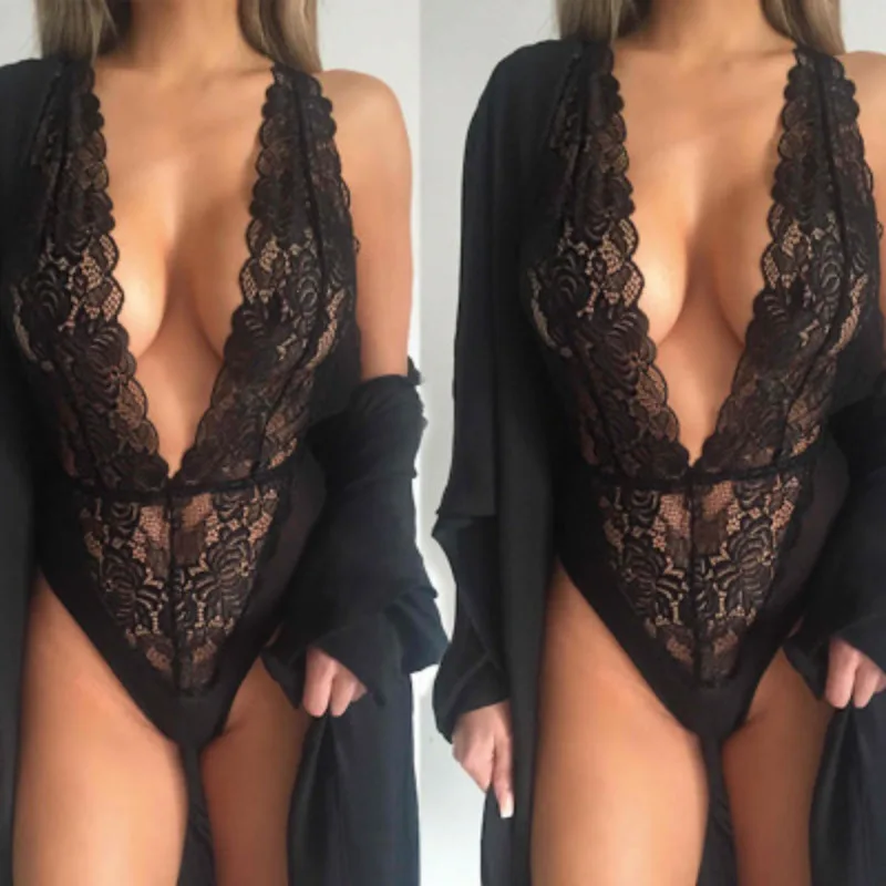Black Perspective Three-point Jumpsuit Lingerie Set Perspective Erotic One Piece Pajamas Women's Corset Top Sleeveless Bodysuit