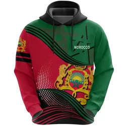 Morocco National Emblem Flag 3d Print Hoodie Men Women Long Sleeve Hooded Clothes Oversized Pullover Sweatshirt Tracksuits