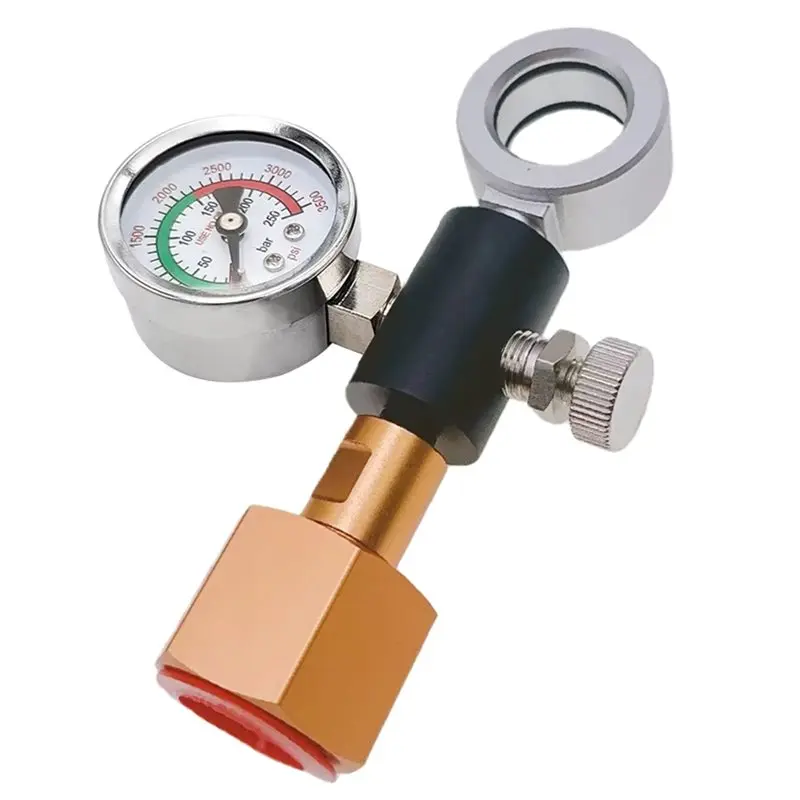 AAAF For Sodastream Quick Connect Cylinder Refilling Adapter With 3500 Psi Pressure Gauge Works W21.8/CGA320 CO2 Tanks