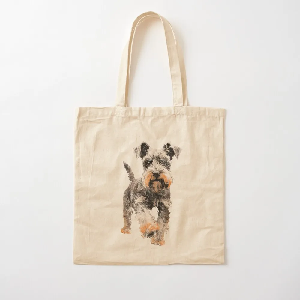 

A Vintage Distressed Rugged Cracked Mini Schnauzer Tote Bag