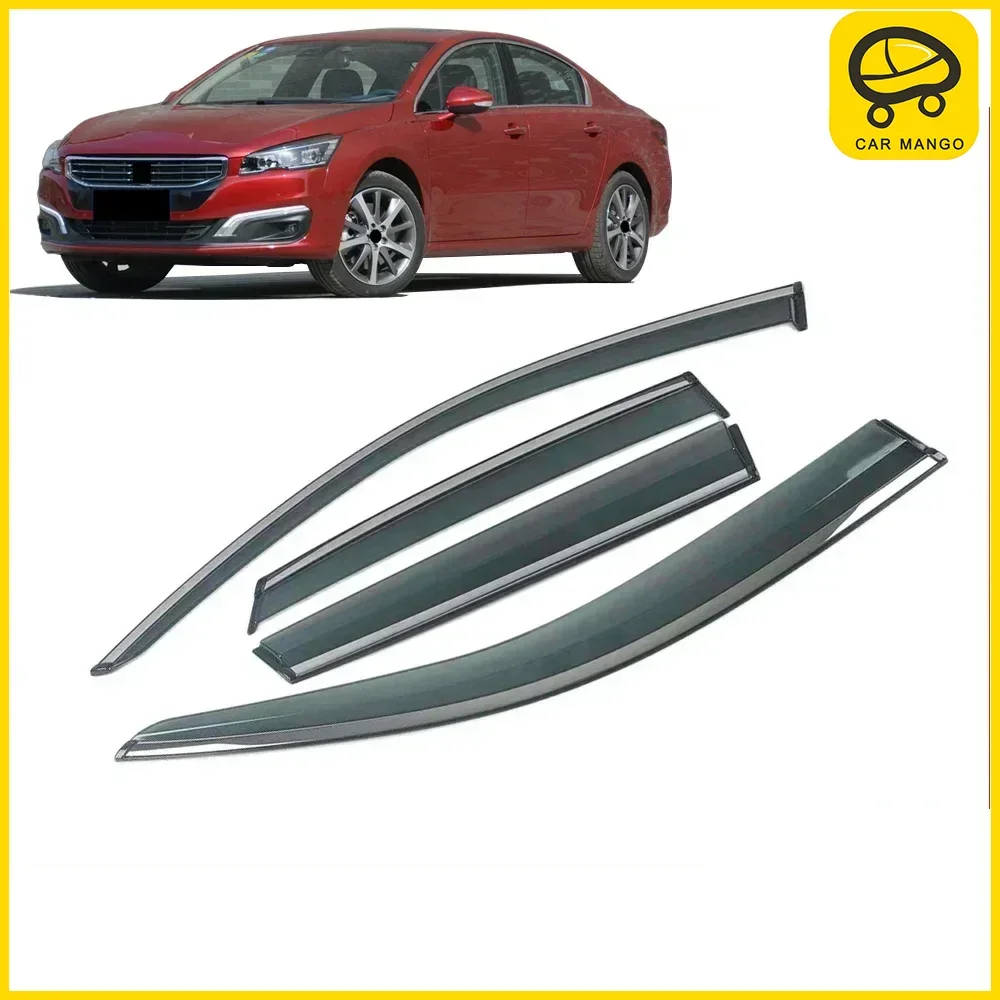 

Chrome Strips Rain Guards for PEUGEOT 508 2010-2019 Window Visor Wind Deflectors Door Visor Vent Shades Ventvisor
