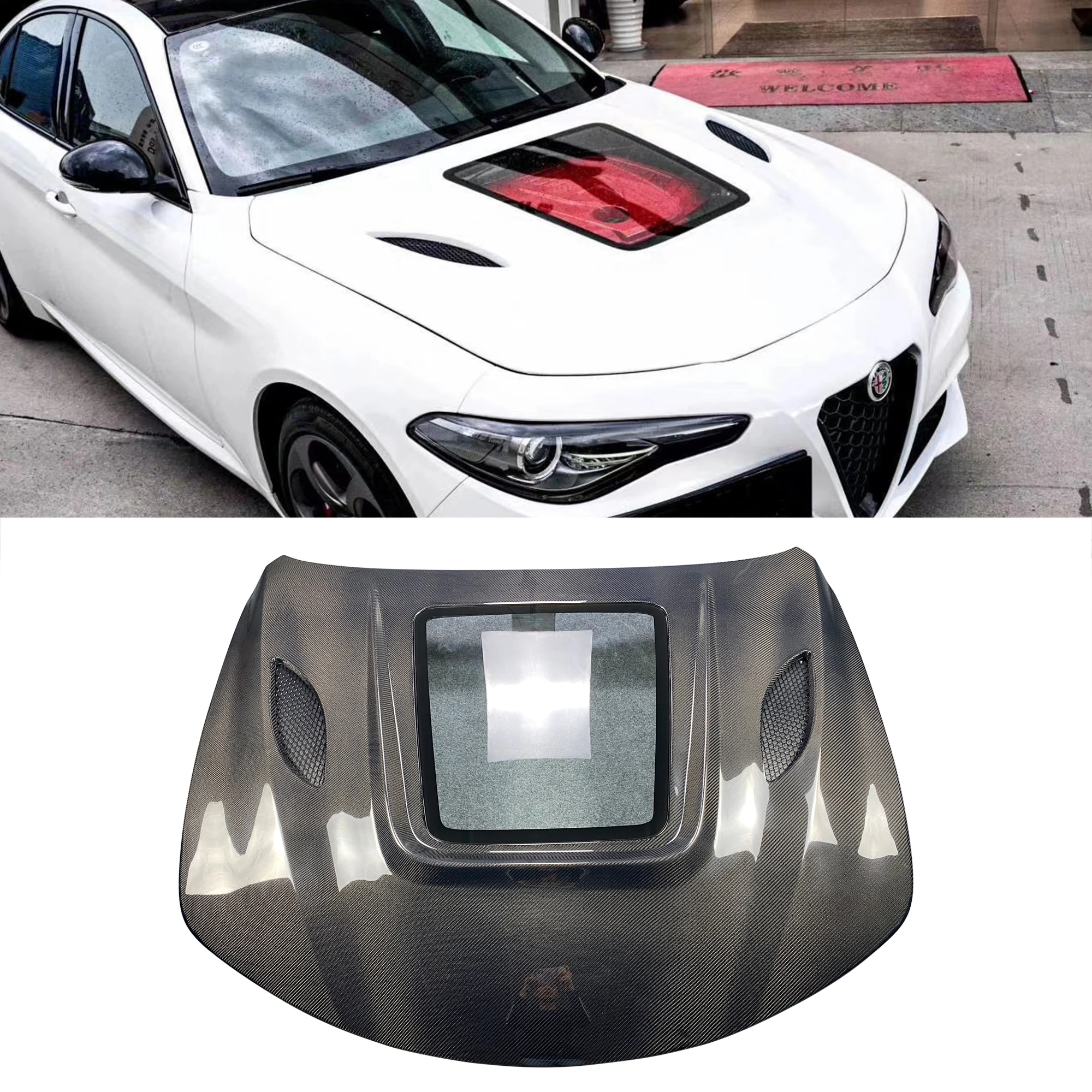 Brilliant quality IMP style carbon fiber car hood boonet engine cover for ALFA ROMEO Giulia