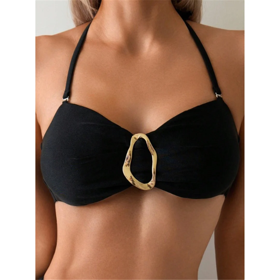 S - XL, Badeanzug mit Metallringen, Damen-Bikini mit hoher Taille, zweiteiliges Bikini-Set, Badebekleidung, Badeanzug, Modell V6933. – Detail 10