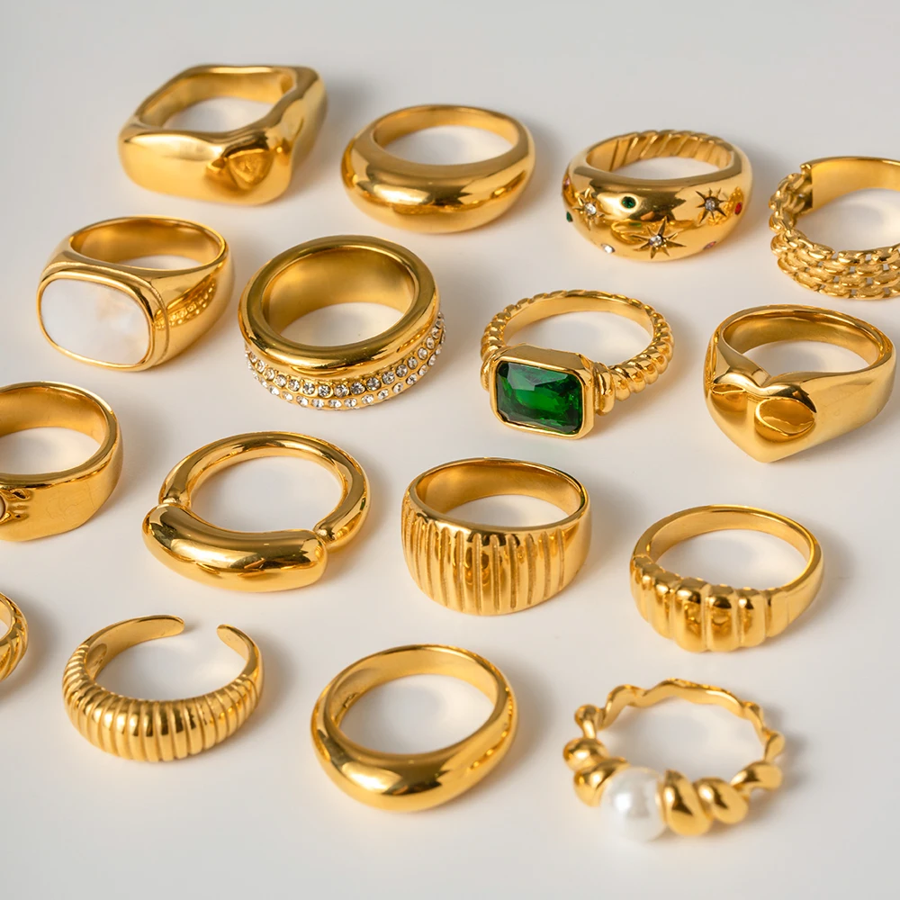 Youthway 18K позолоченное модное геометрическое кольцо из нержавеющей стали, водонепроницаемое антиаллергенное цветное модное ювелирное изделие унисекс 2024