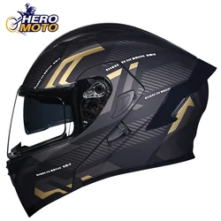 Motorcycles Helmet Golden Flip Up Wear-Resistant Helmets For Racing Breathable Biker Kask Anti-Fall Motorcycle Accessories Men