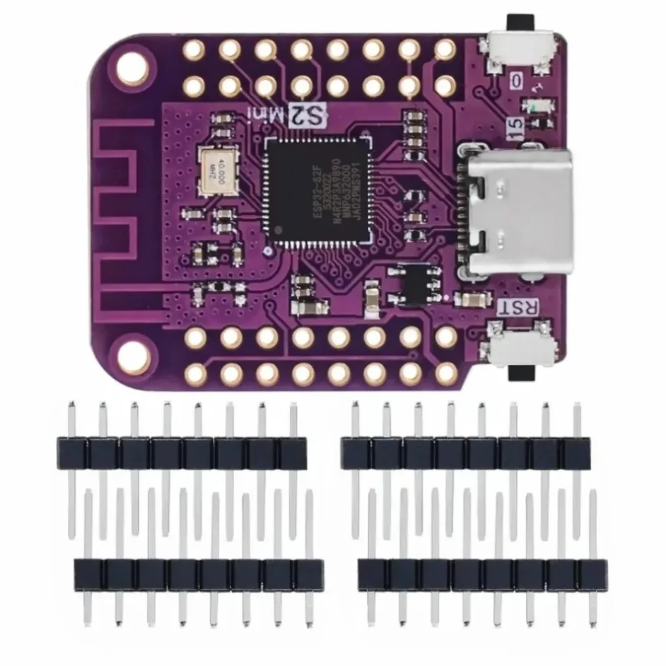 บอร์ด S2 Mini WIFI ใช้ชิป ESP32 รุ่น ESP32-S2FN4R2 หน่วยความจำแฟลช 4MB หน่วยความจำ PSRAM 2MB รองรับ MicroPython สำหรับ Arduino ใช้งานร่วมกันได้ อัปเกรดจาก D1 Mini