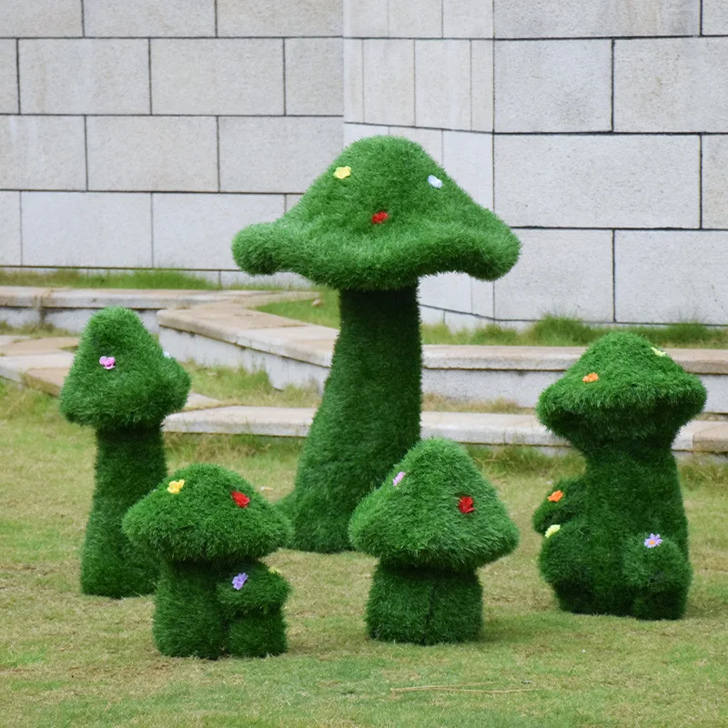 Green plant simulation plant mushroom ornament outdoor garden landscape real estate fiberglass sculpture park grass decoration